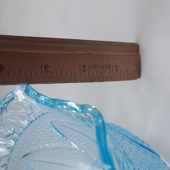 Ice blue etched floral star pattern serving dish decor catch all - Picture 14 of 14